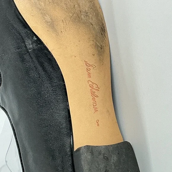 Sam Edelman Size 8 Black Leather Mary Jane Square Toe Flats Michaela - Picture 10 of 14
